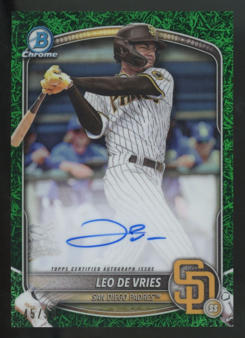 2025 Bowman Leo De Vries Prospect Chrome Green Grass Refractor Auto /99 #CPA-LD