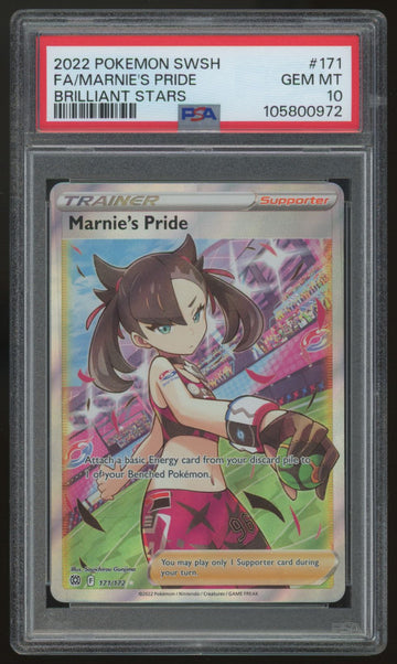 2022 Pokemon Marnie's Pride Brilliant Stars Full Art #171 PSA 10