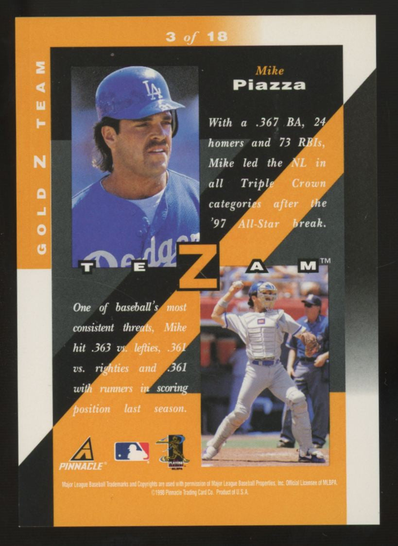 1998 Zenith Mike Piazza Gold Z Team #3