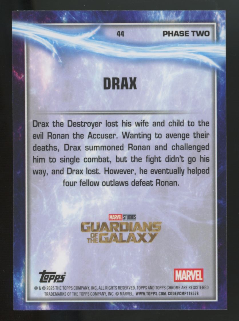 2025 Topps Chrome Marvel Drax Marvel Red & Black Lava Refractor /80 #44