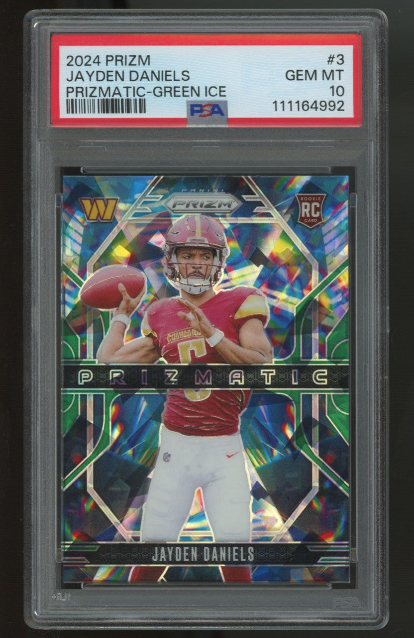 2024 Prizm Jayden Daniels RC Prizmatic Green Ice #3 PSA 10