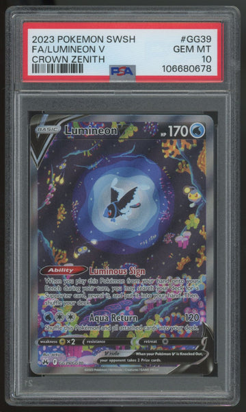 2023 Pokemon Lumineon V Crown Zenith Full Art #GG39 PSA 10 (B)