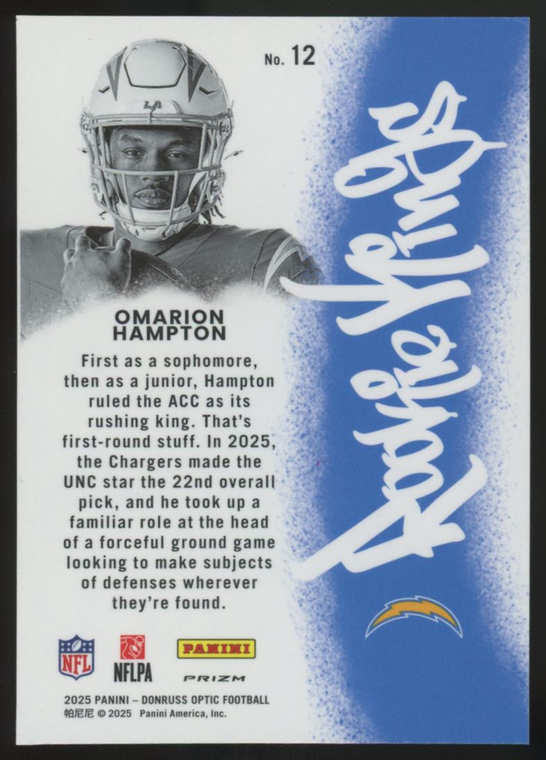 2025 Donruss Optic Omarion Hampton RC Rookies Kings SSP #12