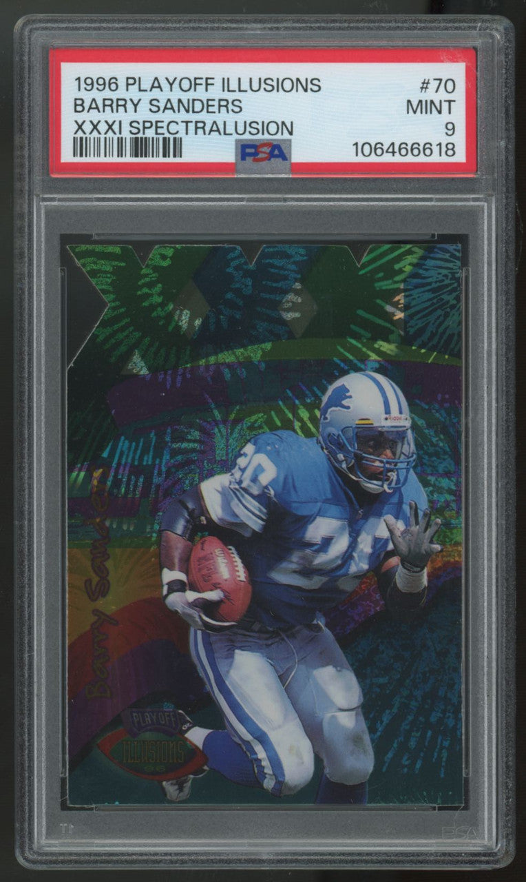 1996 Playoff Illusions Barry Sanders XXXI Spectralusion #70 PSA 9