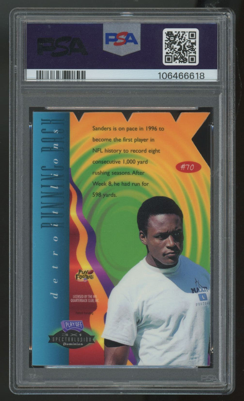 1996 Playoff Illusions Barry Sanders XXXI Spectralusion #70 PSA 9