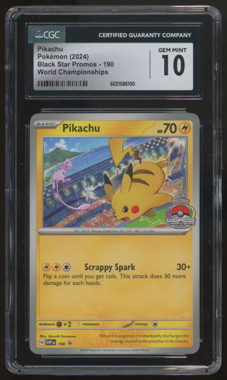 2024 Pokemon Pikachu World Championship Promo #190 CGC 10 (B)