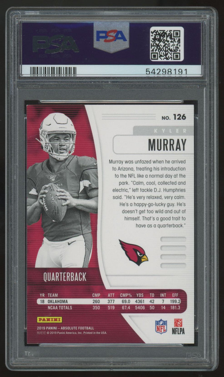 2019 Panini Absolute Kyler Murray RC #126 PSA 9 *191