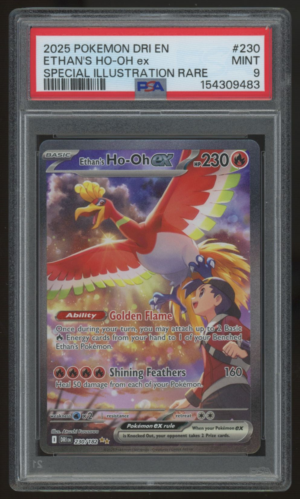 2025 Pokemon Ethan's Ho-oh ex Destined Rivals SIR #230 PSA 9