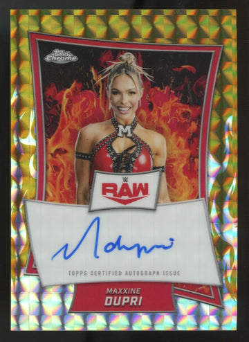 2025 Topps Chrome WWE Maxxine Dupri Gold Geometric Red Brand Auto /50 #RBA-MAX