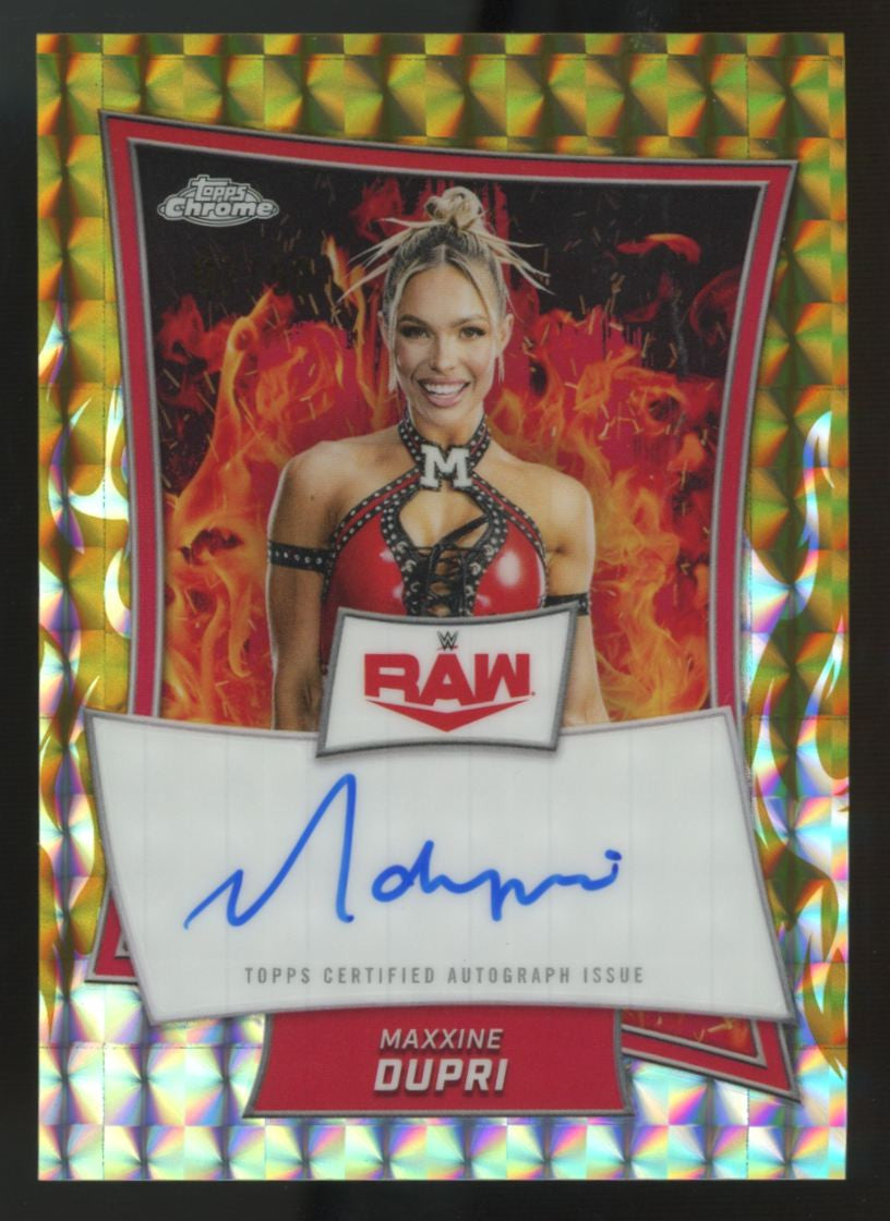 2025 Topps Chrome WWE Maxxine Dupri Gold Geometric Red Brand Auto /50 #RBA-MAX