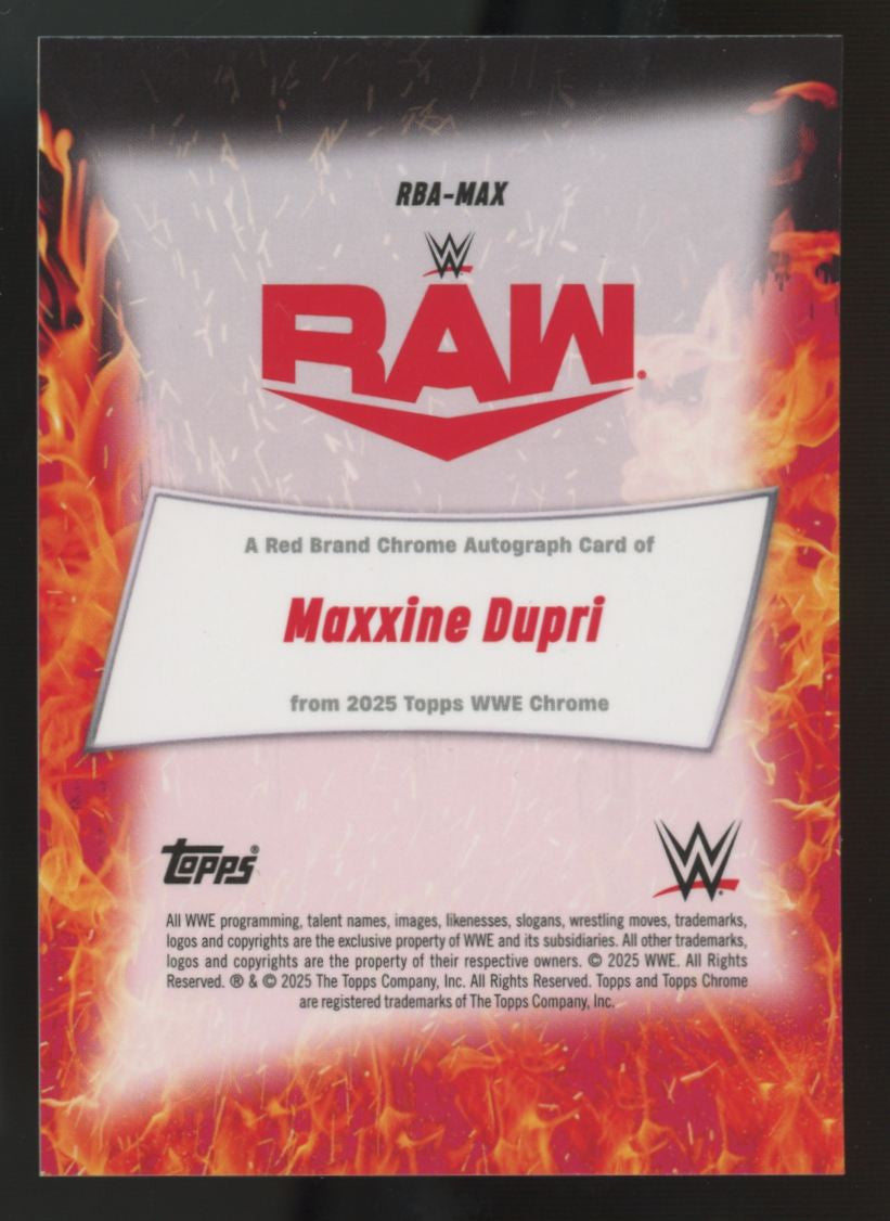 2025 Topps Chrome WWE Maxxine Dupri Gold Geometric Red Brand Auto /50 #RBA-MAX
