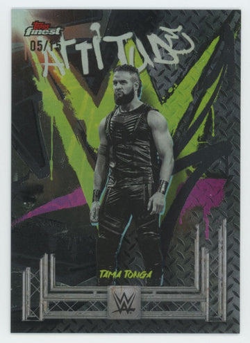 2025 Topps Finest WWE Tama Tonga Rare Black Refractor /15 #296