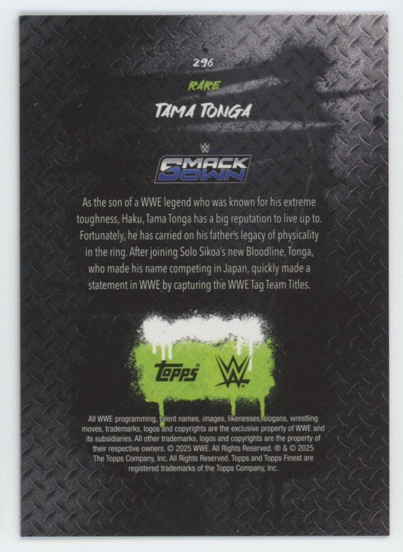 2025 Topps Finest WWE Tama Tonga Rare Black Refractor /15 #296