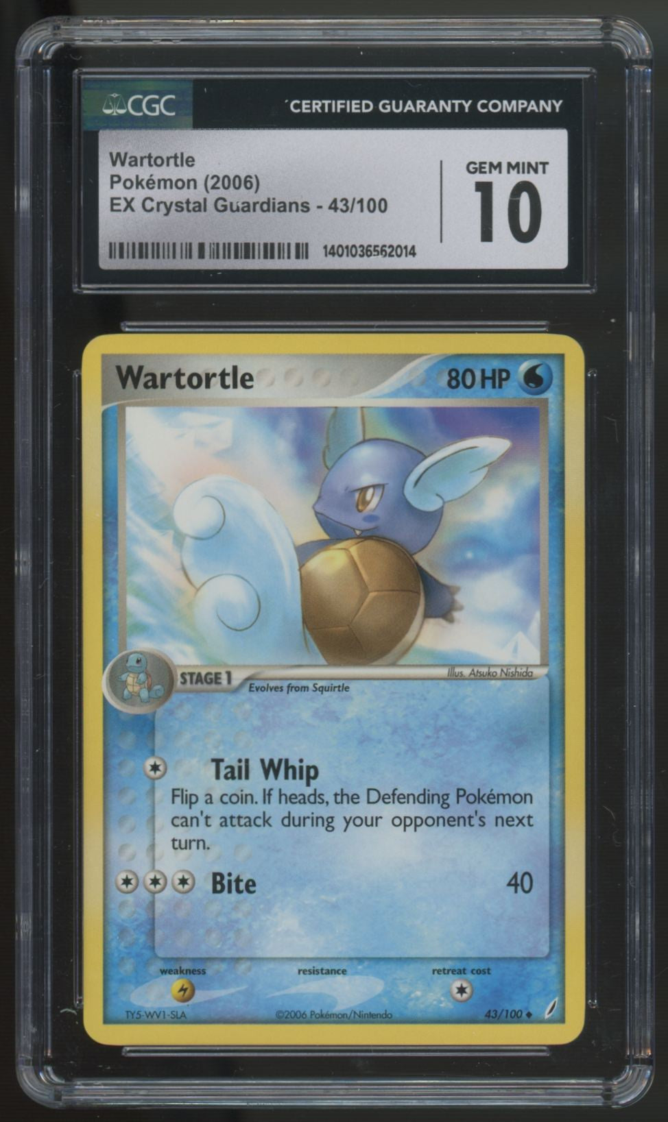 2006 Pokemon Wartortle EX Crystal Guardians #43 CGC 10