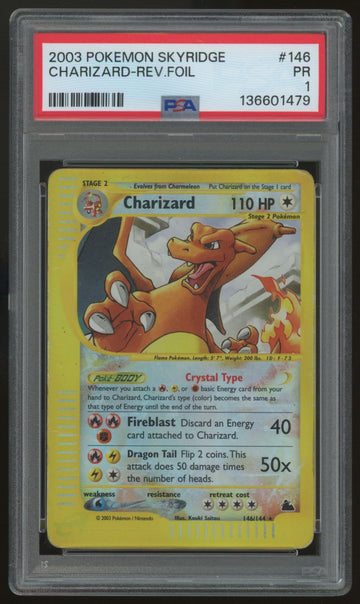 2003 Pokemon Charizard Skyridge Reverse Holo #146 PSA 1