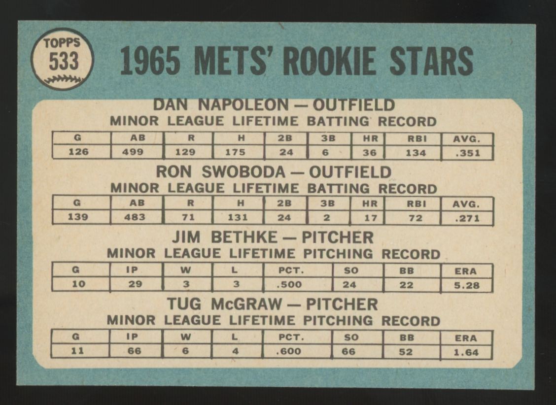 1965 Topps Tug McGraw RC Rookie Stars #533 NM-MT