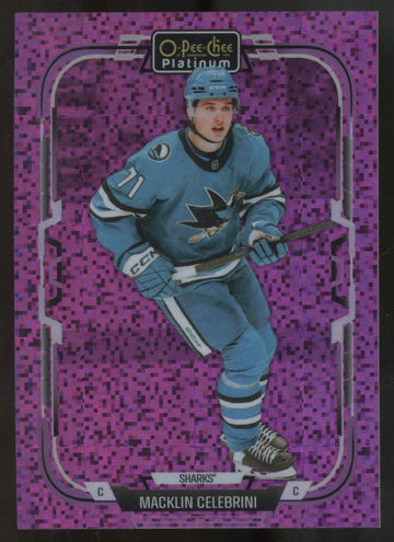 2025-26 O-Pee-Chee Platinum Macklin Celebrini Violet Pixels /299 #53