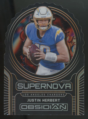 2021 Panini Obsidian Justin Herbert Orange Supernova Die-Cut /25 #S-10