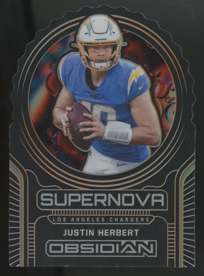 2021 Panini Obsidian Justin Herbert Orange Supernova Die-Cut /25 #S-10