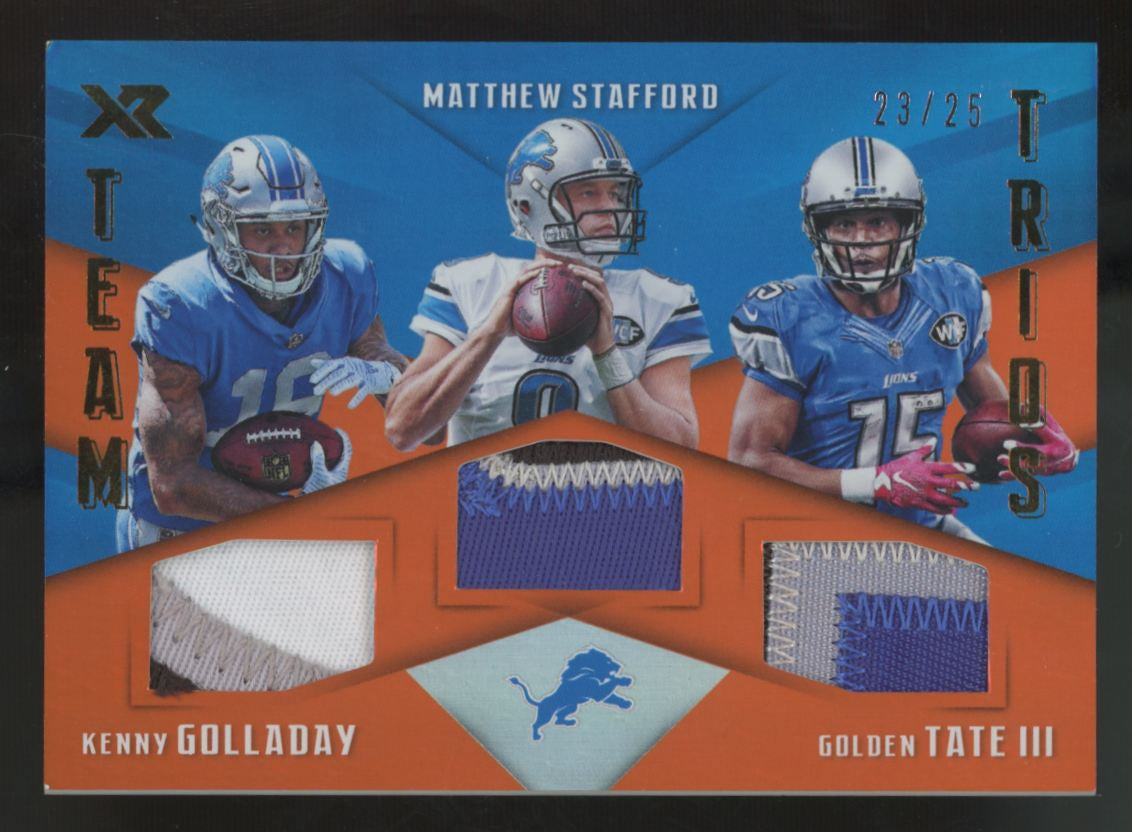 2017 Panini XR Stafford/Golladay/Tate III Orange Team Trios Triple Patch /25