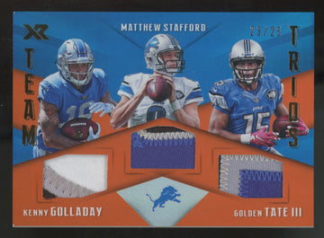 2017 Panini XR Stafford/Golladay/Tate III Orange Team Trios Triple Patch /25