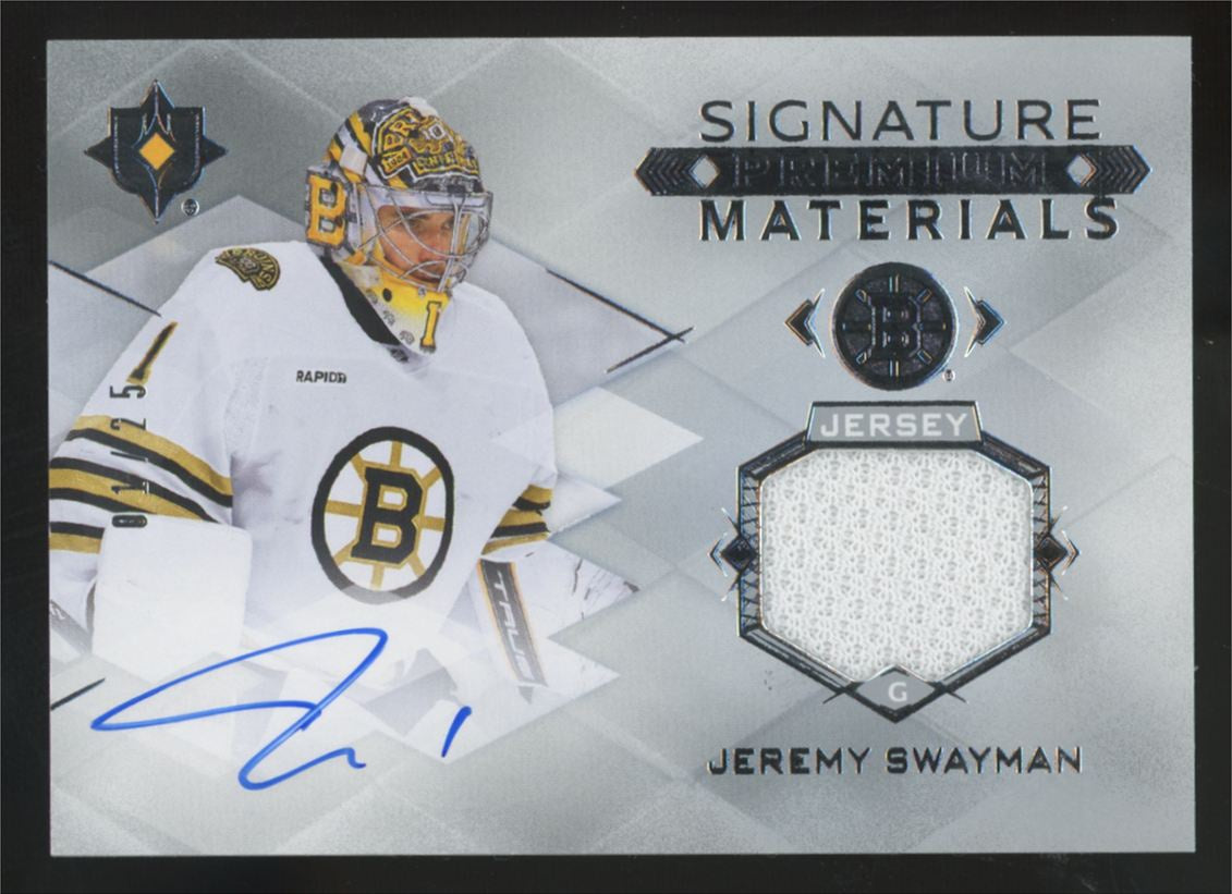 2023-24 Upper Deck Ultimate Jeremy Swayman Premium Patch Auto #UMS-JS