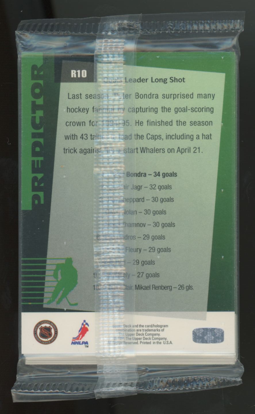 1994-95 Upper Deck Hockey Retail Exchange Goals Leader Factory Sealed Pack
