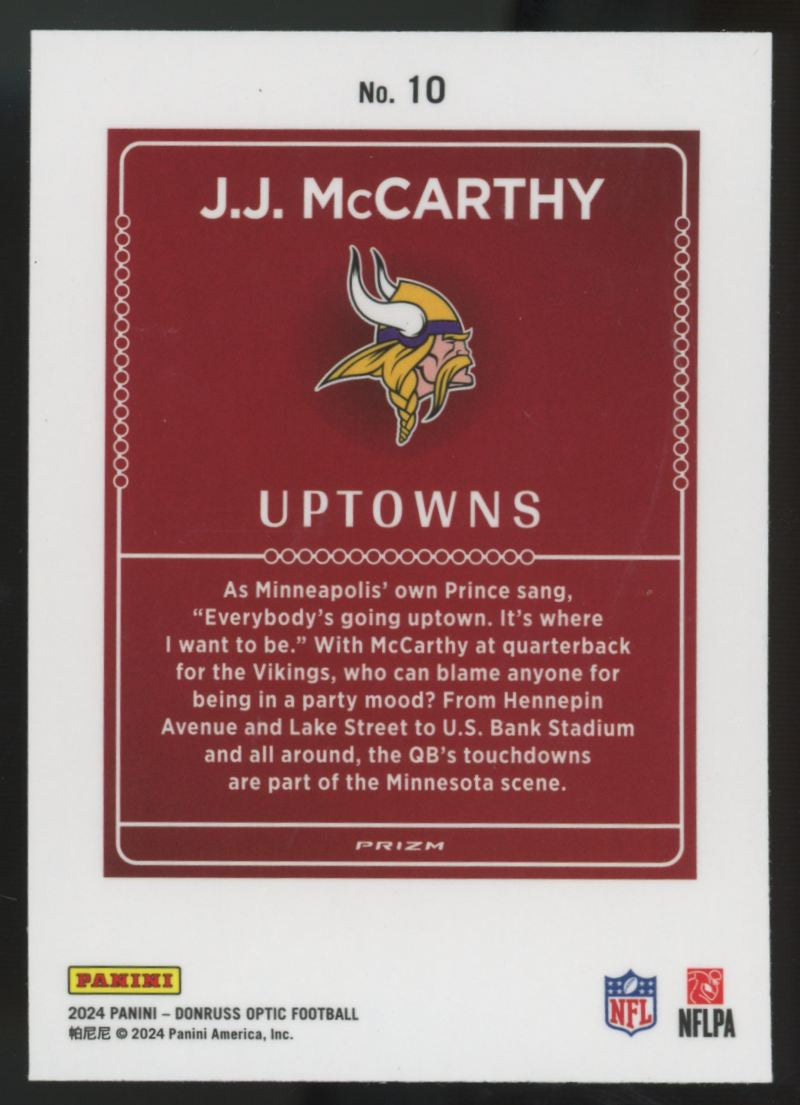 2024 Panini Donruss Optic J.J. McCarthy RC Uptowns SSP #10