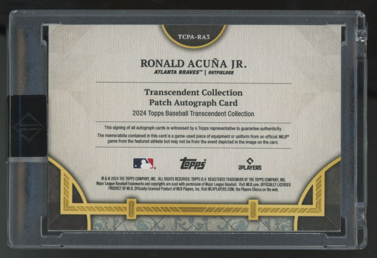 2024 Topps Transcendent Ronald Acuna Jr. Blue Patch Auto /10 #TCPA-RA3