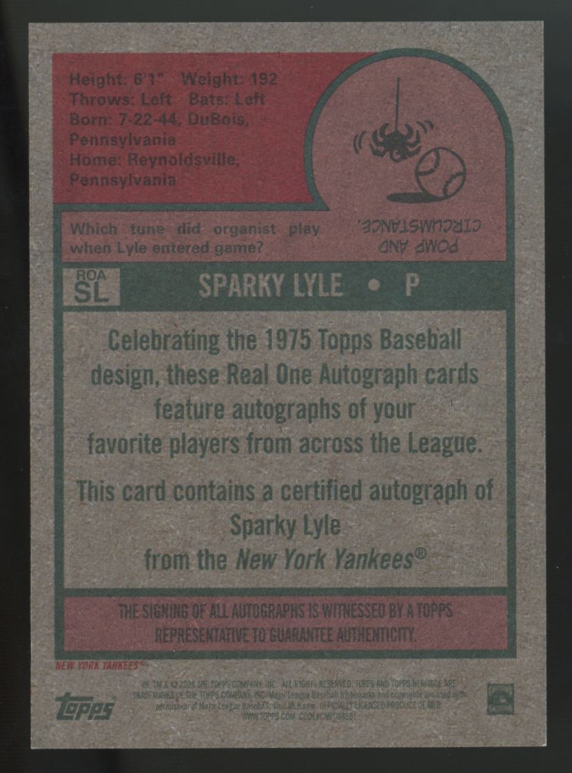 2024 Topps Heritage High Number Sparky Lyle Real One Auto #ROA-SL