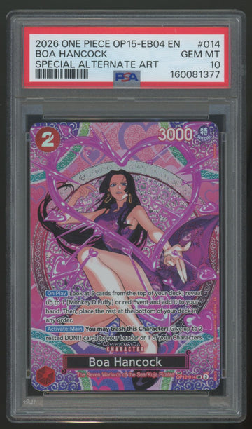 2026 One Piece Boa Hancock OP15-EB04 Special Alternate Art #014 PSA 10