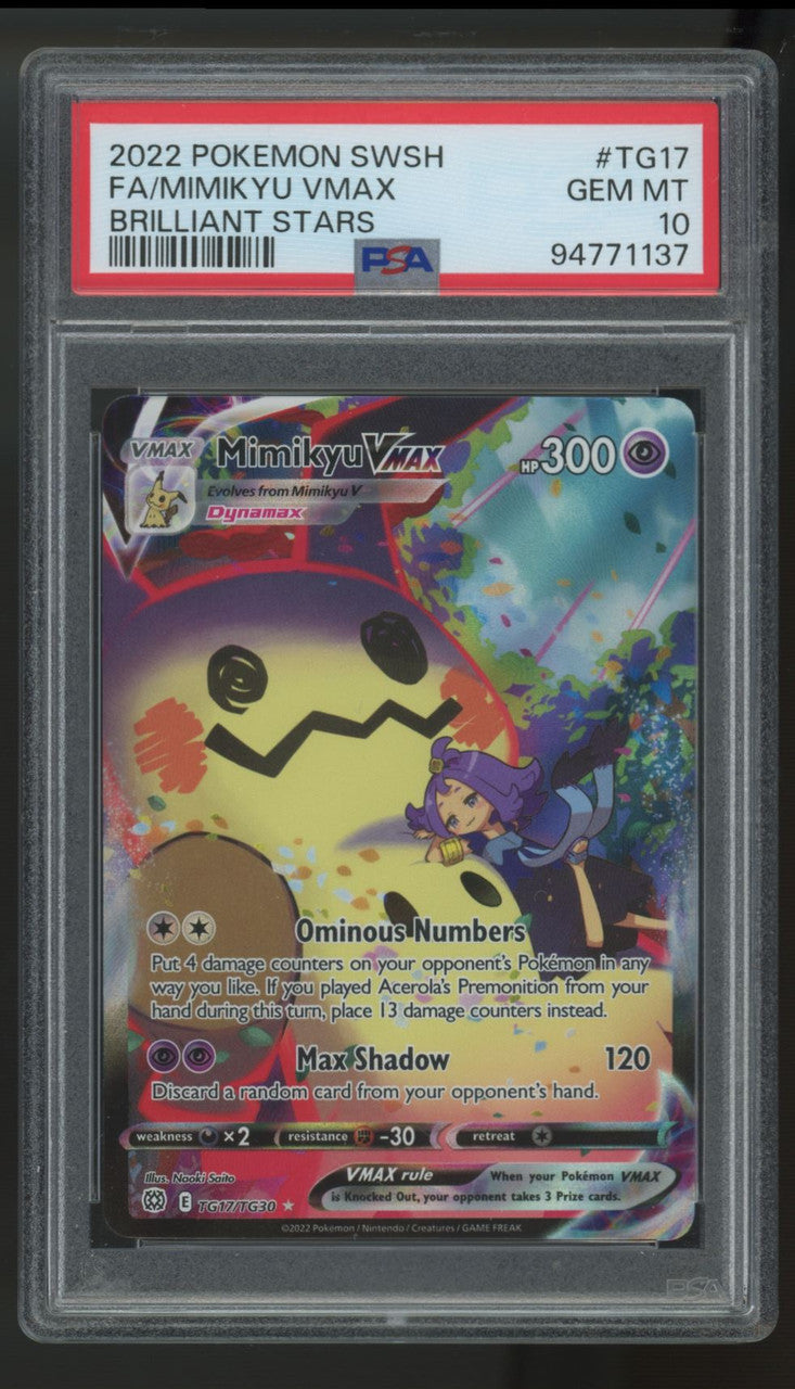 2022 Pokemon Mimikyu VMAX Brilliant Stars Full Art #TG17 PSA 10