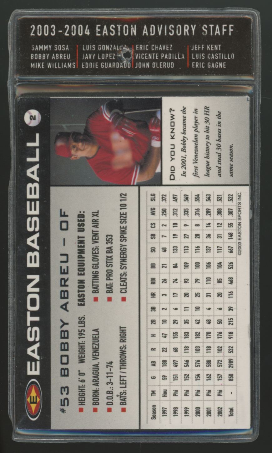 2003-04 Easton Advisory Staff Baseball Sealed Pack