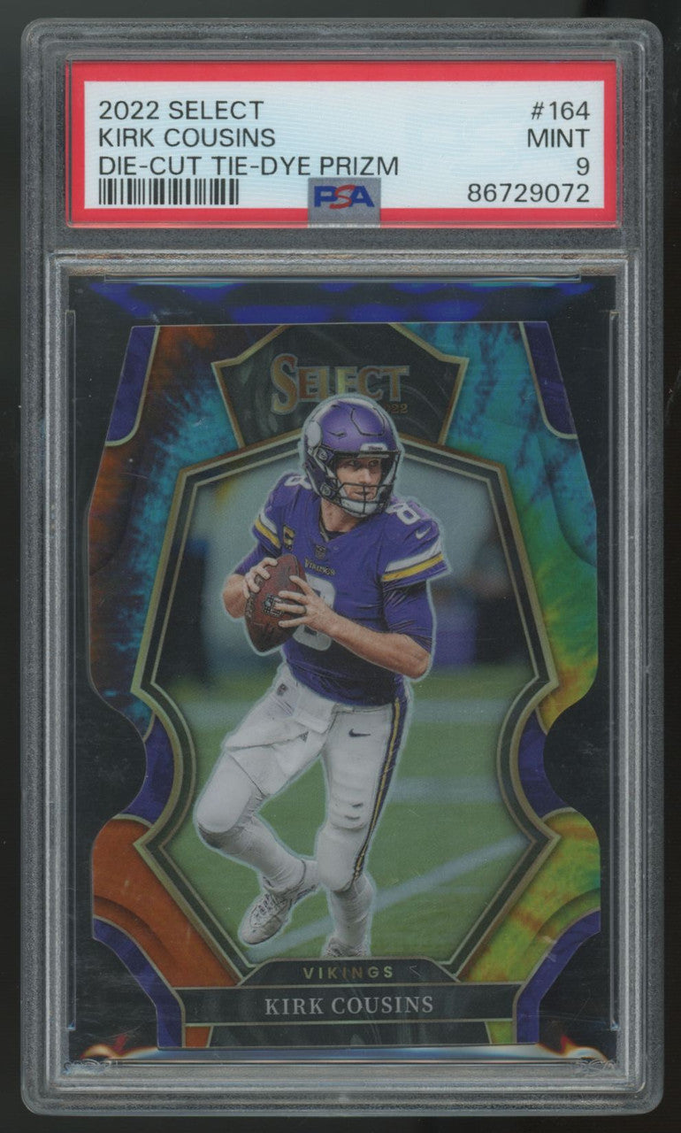 2022 Panini Select Kirk Cousins Die-Cut Tie-Dye Prizm /25 #164 PSA 9