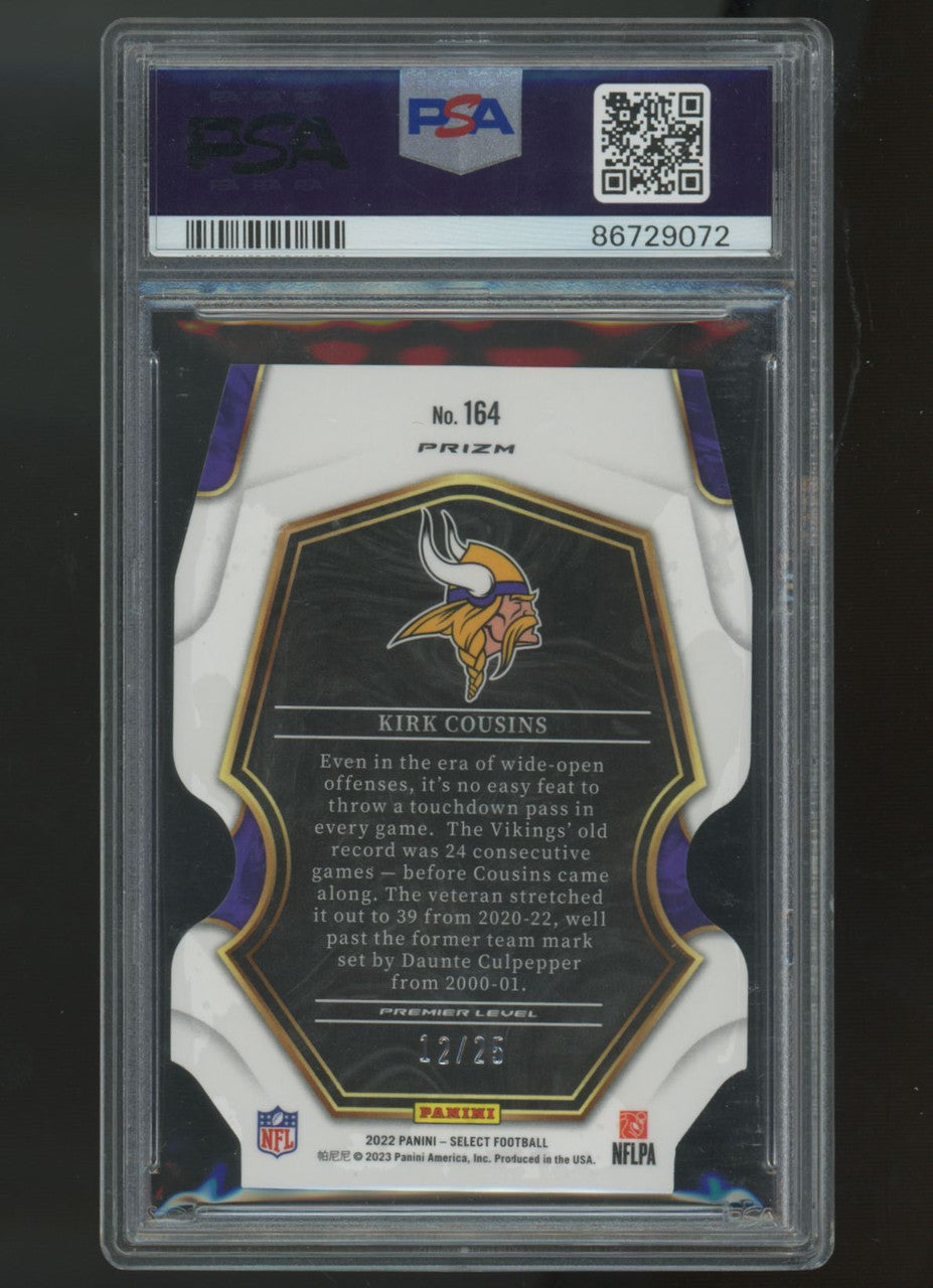 2022 Panini Select Kirk Cousins Die-Cut Tie-Dye Prizm /25 #164 PSA 9