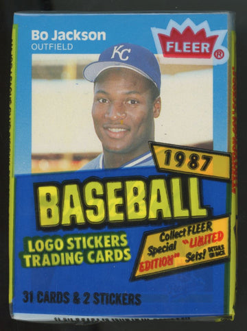 1987 Fleer Baseball Cello Pack w/Bo Jackson Top