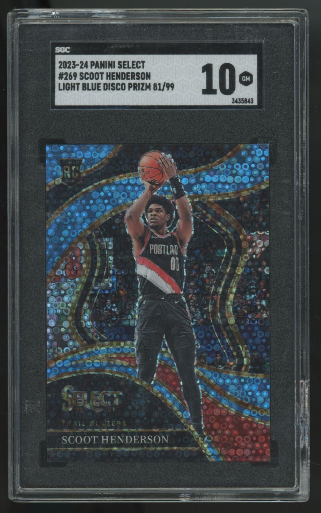 2023-24 Select Scoot Henderson RC Courtside Light Blue Disco /99 #269 SGC 10