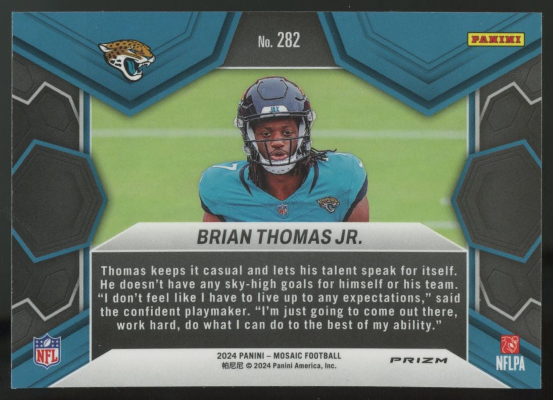 2024 Panini Mosaic Brian Thomas Jr. RC Debut Red Sparkle Prizm #282