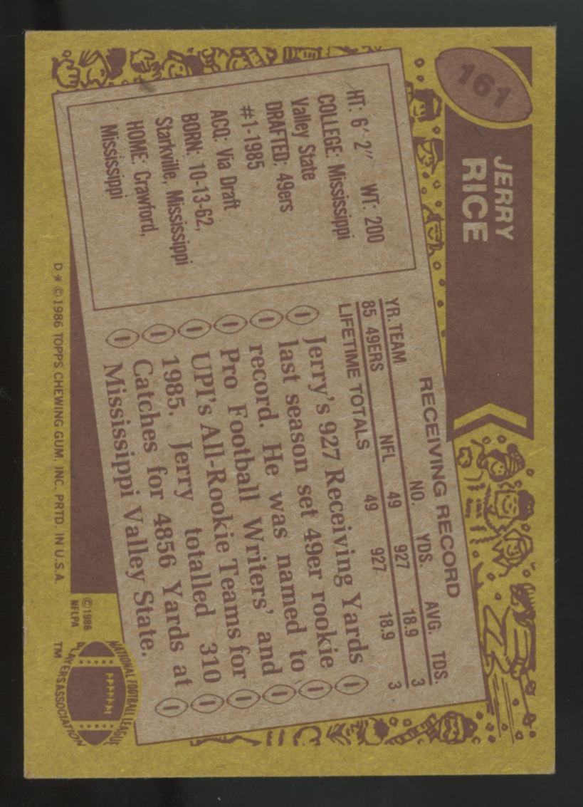 1986 Topps Jerry Rice RC #161 VG-EX