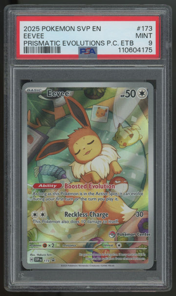 2025 Pokemon Center Eevee Prismatic Evolutions ETB Promo #173 PSA 9