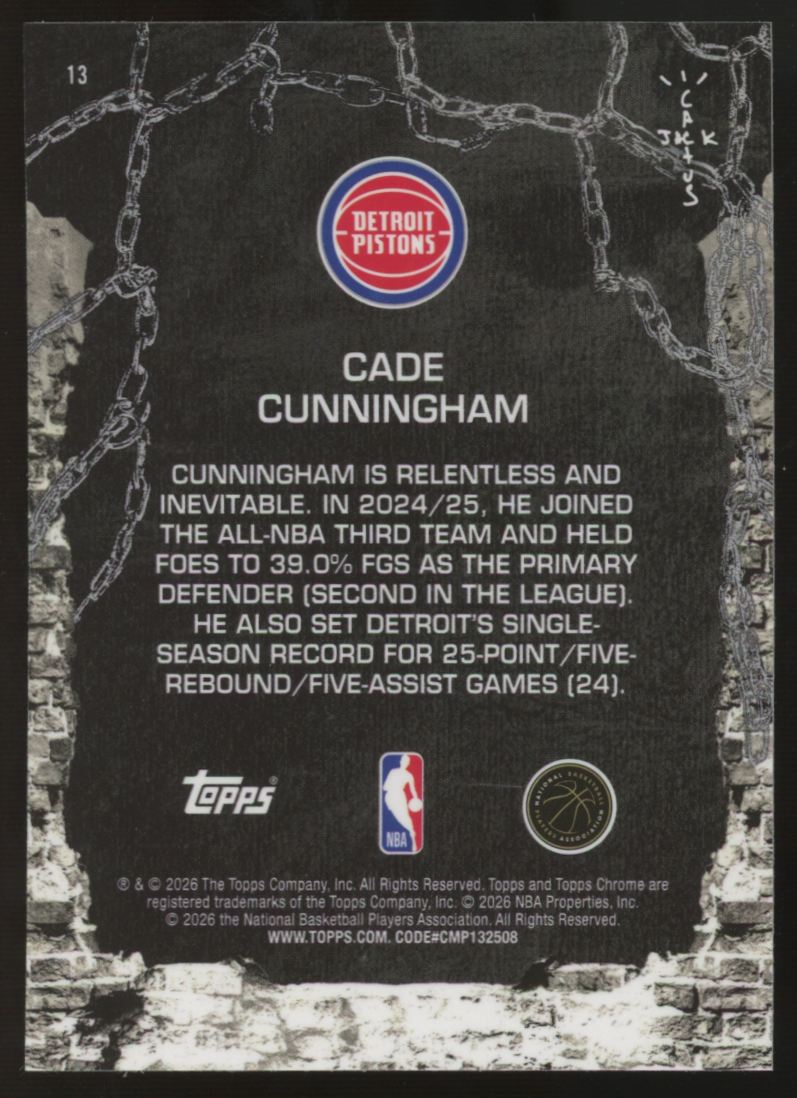 2025-26 Topps Chrome Cactus Jack Cade Cunningham Sonar /125 #13