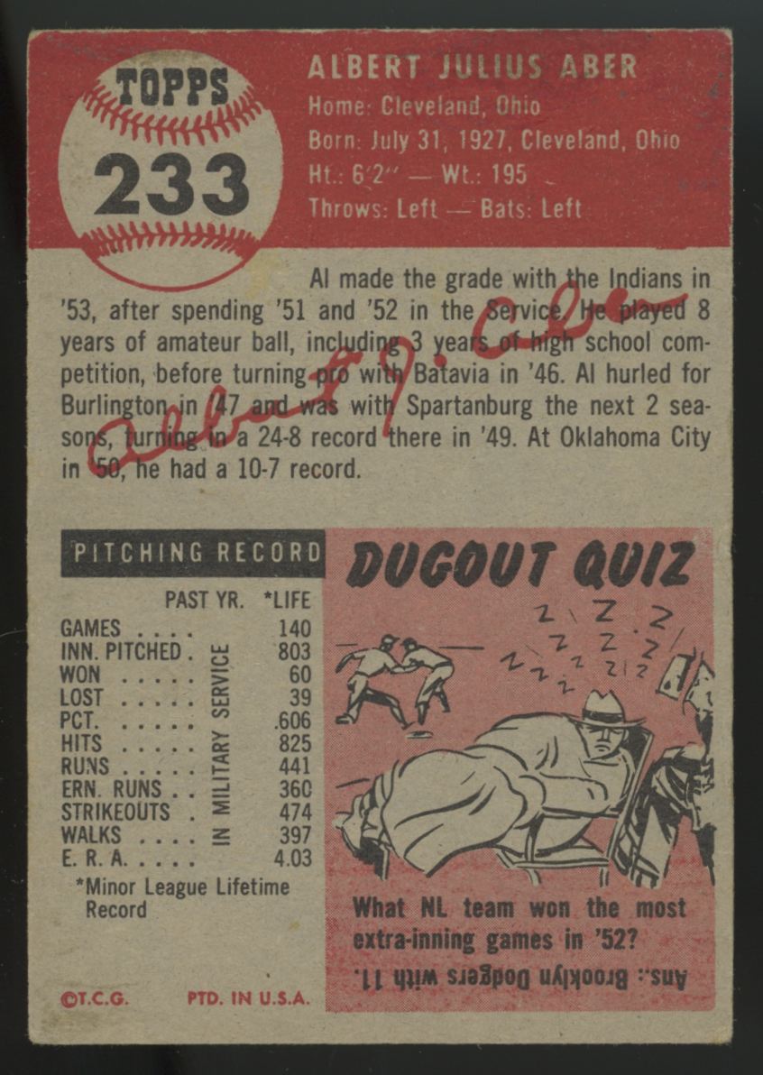 1953 Topps Al Aber #233 Good