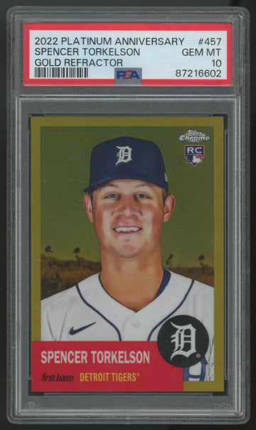2022 Topps Chrome Platinum Anniversary Spencer Torkelson RC Gold /50 #457 PSA 10