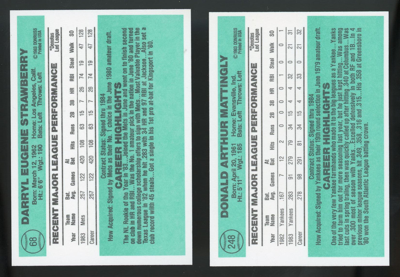 1984 Donruss Baseball Complete Set (660) NM-MT w/ DK, Action AS & Champions