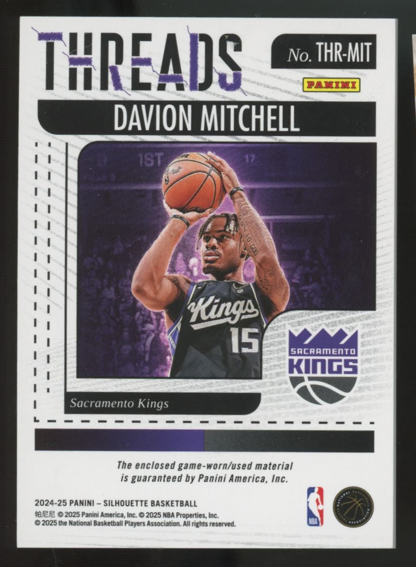 2024-25 Panini Silhouette Davion Mitchell Holo Gold Threads Patch /10 #THR-MIT