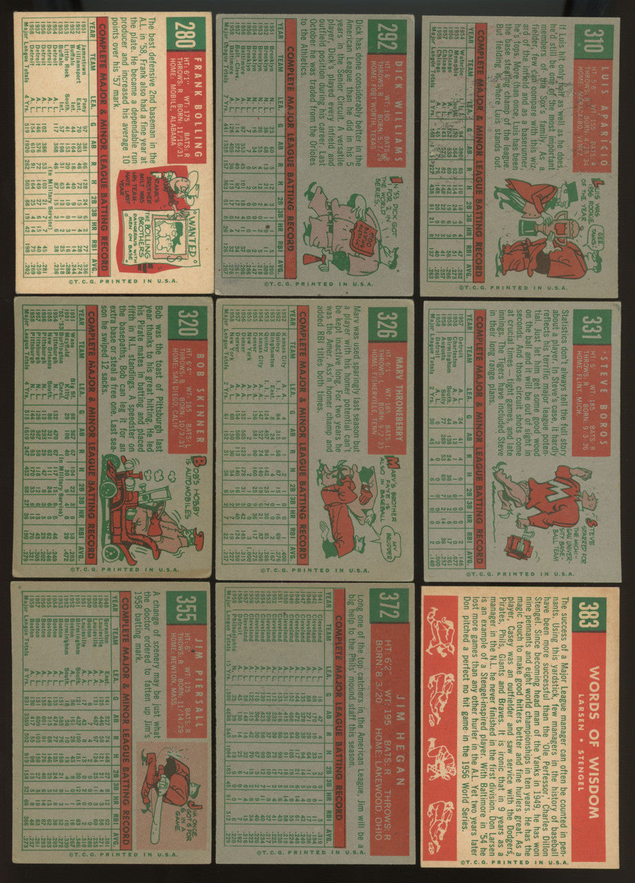 1959 Topps Baseball Near Complete Set (479/572) VG