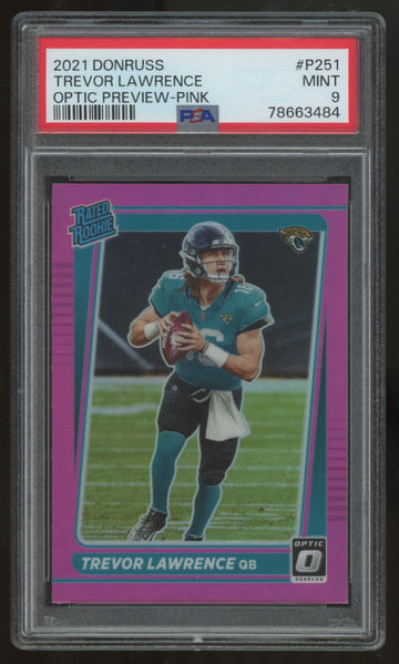 2021 Donruss Optic Preview Trevor Lawrence RC Rated Rookie Pink #P-251 PSA 9
