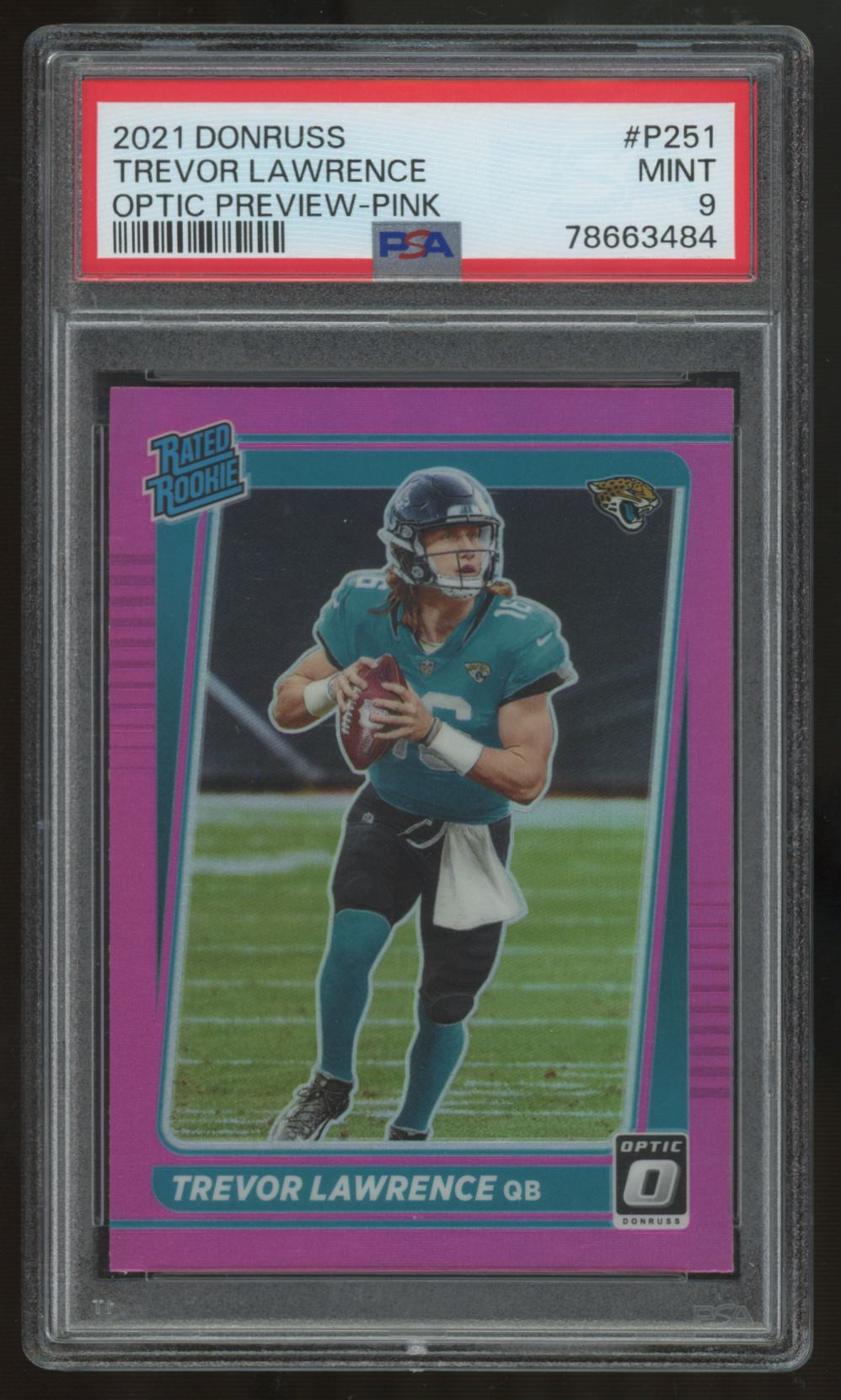 2021 Donruss Optic Preview Trevor Lawrence RC Rated Rookie Pink #P-251 PSA 9