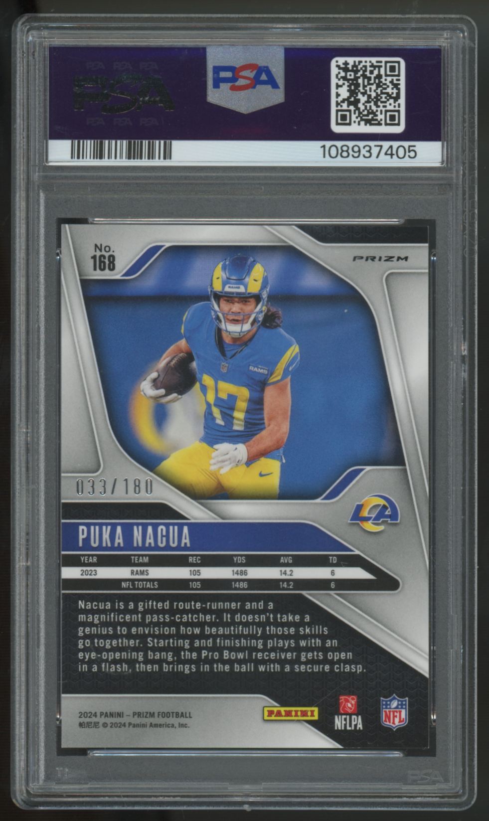 2024 Panini Prizm Puka Nacua Hyper Prizm /180 #168 PSA 10