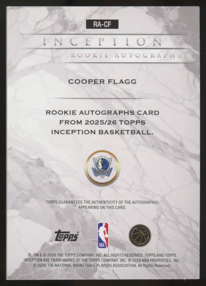 2025-26 Topps Inception Cooper Flagg RC Pink Auto /99 #RA-CF